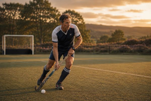 A man playing hockey