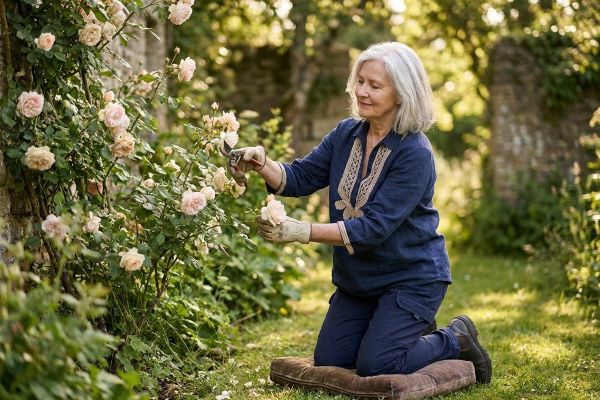 A lady gardening