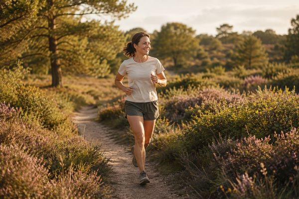 A woman trail running